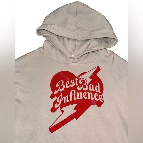 Bella + Canvas Fleece Collection "Best Bad Influence" Cropped Hopdie - Small - Picture 5 of 7